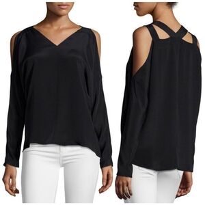 NWT Ramy Brook Silk Cut Out Black Riley Top, M